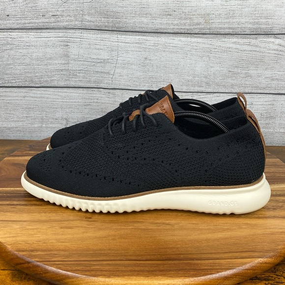 Cole Haan 2.ZEROGRAND Stitchlite Black Knit Wingtip Oxford C27568 Mens Size 10.5